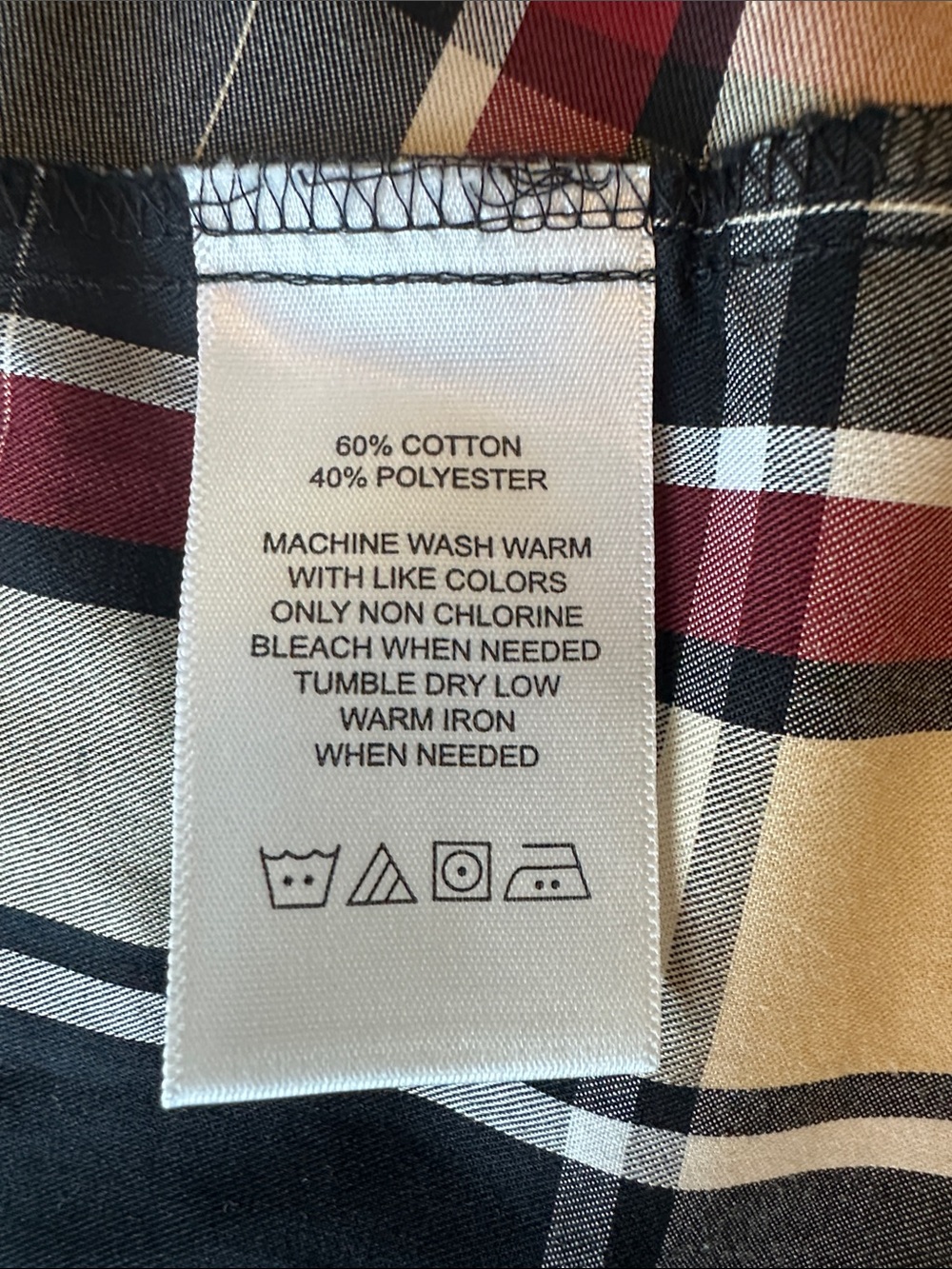 Foxcroft Wrinkle Free Black Tan White & Red Plaid Button-Down Shirt Pristine 20W - Picture 4 of 8